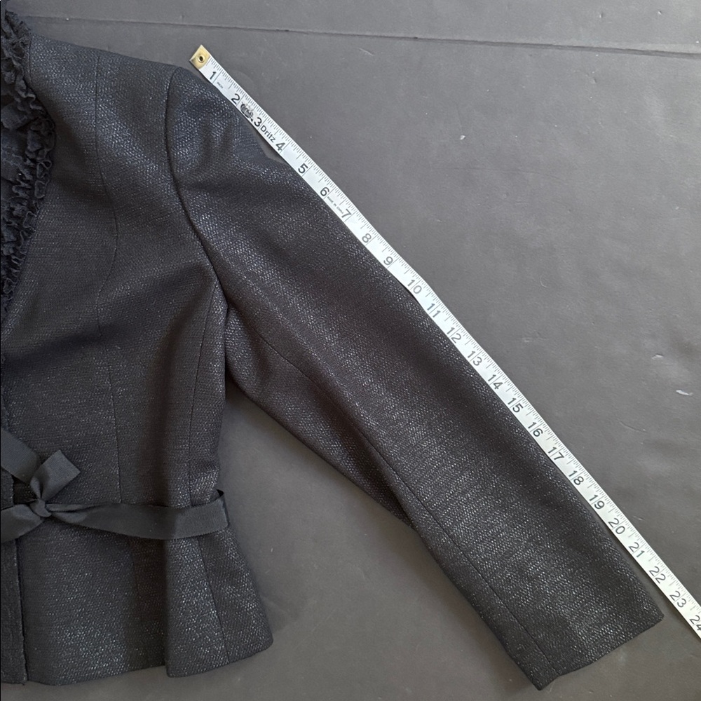 Black Silver Tweed & Lace Skirt Suit 8P - Picture 7 of 17